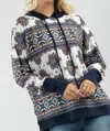 Avery Apparel Tania Aztec Hoodie In Navy In Blue