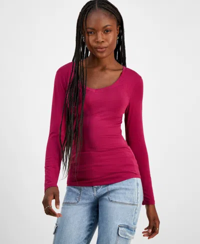 Aveto Juniors' V-neck Long-sleeved Top In Beaujolais