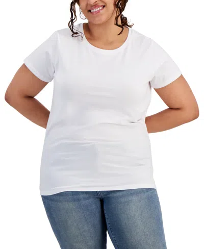 Aveto Plus Size Basic Crewneck Short-sleeve T-shirt In Bright White