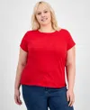 Aveto Plus Size Basic Crewneck Short-sleeve T-shirt In Red