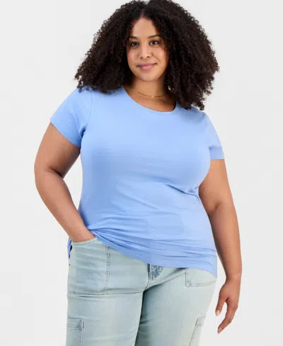 Aveto Plus Size Basic Crewneck Short-sleeve T-shirt In Del - Della Robbia Bl