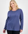 Aveto Plus Size Crewneck Top In Blue