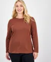 Aveto Plus Size Crewneck Top In Brown