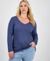 Aveto Plus Size V-neck Top In Blue