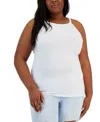Aveto Trendy Plus Size Halter Tank Top In Banana