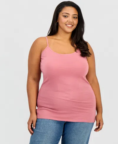 Aveto Trendy Plus Size Scoop-neck Sleeveless Top In Pink