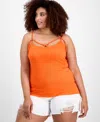 Aveto Trendy Plus Size Strappy Cross-front Tank Top