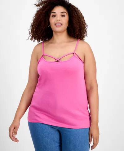 Aveto Trendy Plus Size Strappy Cross-front Tank Top