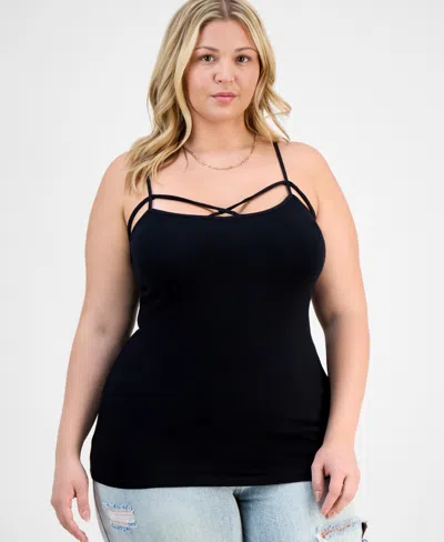 Aveto Trendy Plus Size Strappy Cross-front Tank Top