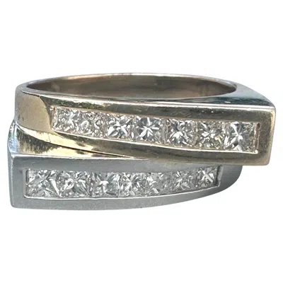 Pre-owned Avi 18kt 2-row Princess 2.00ct Diamond Band 2-tone 14kt Ring In Multi