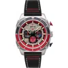 Avi-8 Men's Hawker Hunter Atlas Dual-time Chronograph Black Leather Strap Watch, 43mm In Black