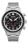 Avi-8 Men's Hawker Hurricane Carey Dual Time Rangoon Silver-tone Solid Stainless Steel Bracelet Watch 43mm In Metallic