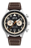 Avi-8 Hawker Hurricane Carey Chronograph Leather Strap Watch, 44mm In Brown