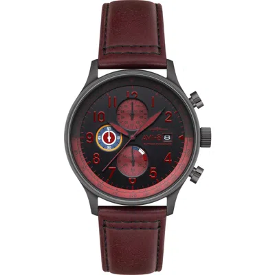 Avi-8 Hawker Hurricane Classic Chronograph Leather Strap Watch, 44mm In Multi
