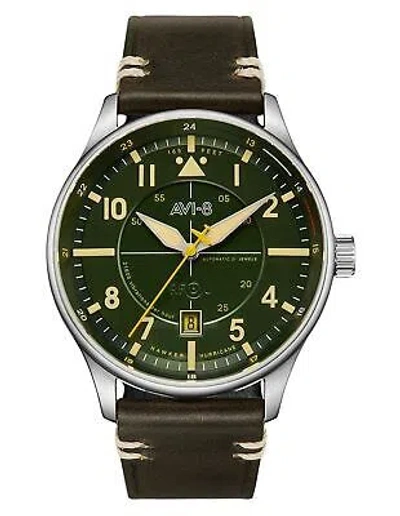 Pre-owned Avi-8 Hawker Hurricane Kent Automatic Hampshire Green Dial Av-4094-03 Mens Watch