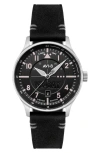 Avi-8 Hawker Hurricane Kent Leather Strap Watch, 43mm In Black