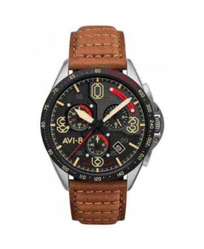 Pre-owned Avi-8 Men Quartz Analog Watch Chronograph  Av-4077-02 Multicolor Dial 43mm