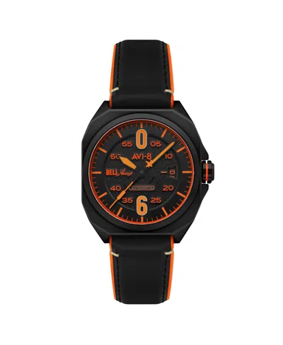 Avi-8 Men's Bell X-1 Machbuster Automatic Black Rubber And Leather Strap Watch, 41mm