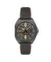 Avi-8 Men's Bell X-1 Machbuster Automatic Gray Rubber And Leather Strap Watch, 41mm In Gray