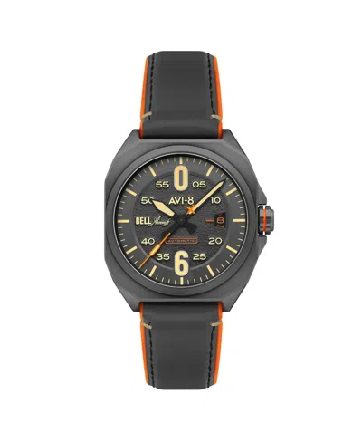 Avi-8 Men's Bell X-1 Machbuster Automatic Gray Rubber And Leather Strap Watch, 41mm