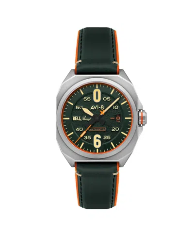Avi-8 Men's Bell X-1 Machbuster Automatic Green Rubber And Leather Strap Watch, 41mm