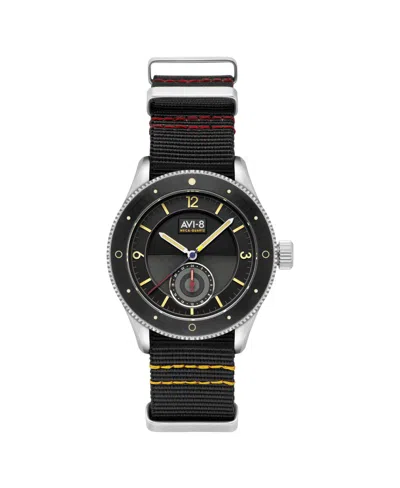 Avi-8 Men's Flyboy Airmaster Sector Meca-quartz Black Nylon Strap Watch, 40mm