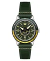 Avi-8 Flyboy Airmaster Gmt Leather Strap Watch, 40mm In Green