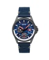 Avi-8 Men's Hawker Harrier Farley Multifunction Blue Leather Strap Watch, 44mm In Blue