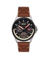 Avi-8 Men's Hawker Harrier Farley Multifunction Brown Leather Strap Watch, 44mm In Brown