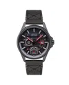 Avi-8 Men's Hawker Harrier Farley Multifunction Gray Leather Strap Watch, 44mm In Black