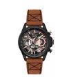 Avi-8 Men's Hawker Harrier Matador Chronograph Brown Leather Strap Watch, 44mm In Black