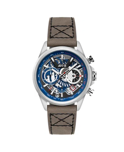 Avi-8 Men's Hawker Harrier Matador Chronograph Gray Leather Strap Watch, 44mm In Blue