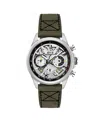 Avi-8 Men's Hawker Harrier Matador Chronograph Green Leather Strap Watch, 44mm In Silver