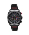 Avi-8 Men's Hawker Hunter Atlas Dual-time Chronograph Black Leather Strap Watch, 43mm In Black