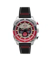 Avi-8 Men's Hawker Hunter Atlas Dual-time Chronograph Black Leather Strap Watch, 43mm In Gray