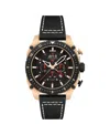 Avi-8 Men's Hawker Hunter Atlas Dual-time Chronograph Black Leather Strap Watch, 44mm In Black