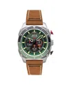Avi-8 Men's Hawker Hunter Atlas Dual-time Chronograph Brown Leather Strap Watch, 43mm In Green