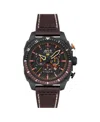 Avi-8 Men's Hawker Hunter Atlas Dual-time Chronograph Brown Leather Strap Watch, 44mm In Black