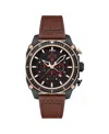 Avi-8 Men's Hawker Hunter Atlas Dual-time Chronograph Brown Leather Strap Watch, 44mm In Black
