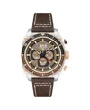 Avi-8 Men's Hawker Hunter Atlas Dual-time Chronograph Brown Leather Strap Watch, 44mm In Gray