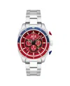 Avi-8 Men's Hawker Hunter Atlas Dual-time Chronograph Solid Stainless Steel Bracelet Watch, 44mm In Red