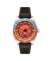 Avi-8 Men's Hawker Hunter Atlas Gmt Automatic Black Leather Strap Watch, 44mm In Orange