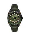 Avi-8 Men's Hawker Hunter Atlas Gmt Automatic Green Leather Strap Watch, 44mm In Green