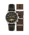 Avi-8 Men's Hawker Hurricane Classic Chronograph Black Leather Strap Watch, 43.5mm In Black