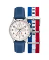 Avi-8 Men's Hawker Hurricane Classic Chronograph Blue Leather Strap Watch, 43.5mm In White