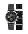 Avi-8 Men's Hawker Hurricane Classic Chronograph Gray Leather Strap Watch, 43.5mm In Black