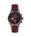 Avi-8 Men's Hawker Hurricane Classic Chronograph Red Leather Strap Watch, 43.5mm In Metallic