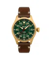 Avi-8 Men's Hawker Hurricane Clowes Automatic Brown Leather Strap Watch, 46mm In Green