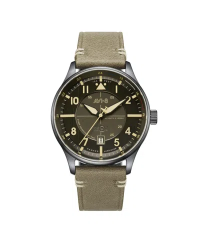 Avi-8 Men's Hawker Hurricane Kent Automatic Gray Leather Strap Watch, 43mm