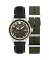 Avi-8 Men's Hawker Hurricane Mckellar Dual-time Black Leather Strap Watch, 44mm In Green